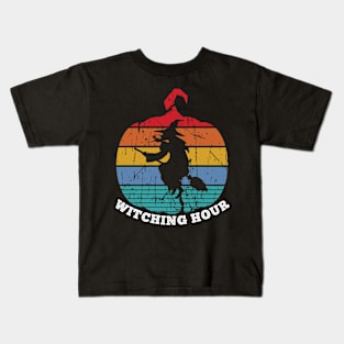 Witching Hour Retro Sunset Pumpkin Kids T-Shirt